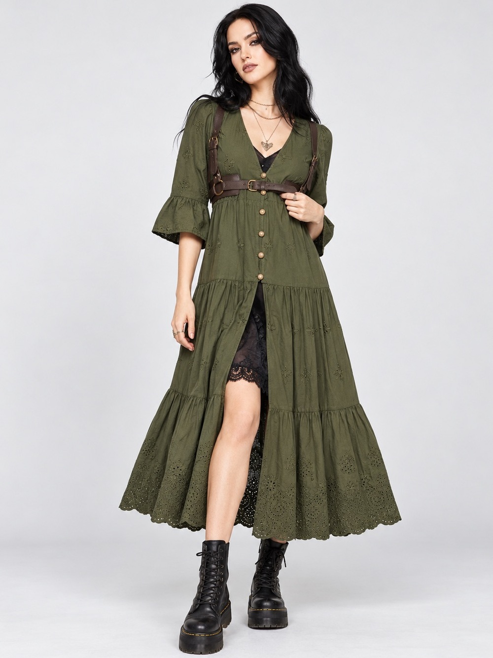 Disturbia Gossamer Tiered Overdress in Green US 2 / UK 6